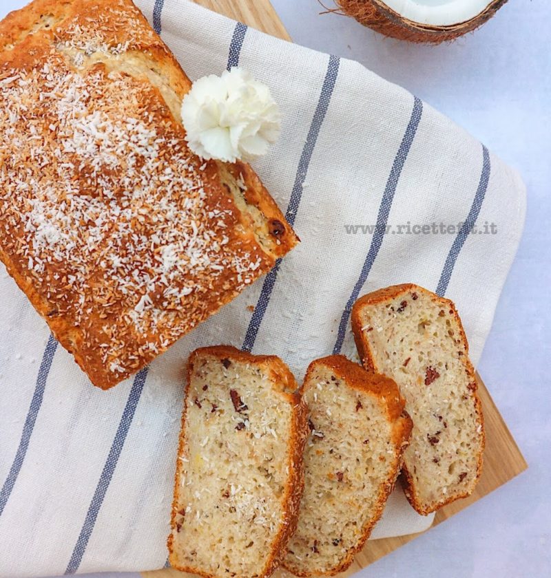 banana bread light senza uova zucchero lattosio glutine con il cocco cioccolato ricettefit 2