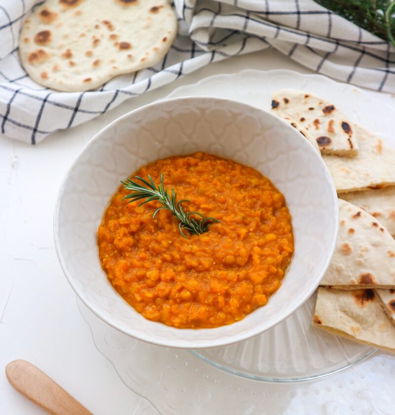 Dahl di lenticchie light senza latte di cocco con pane chapati facile e veloce vegan